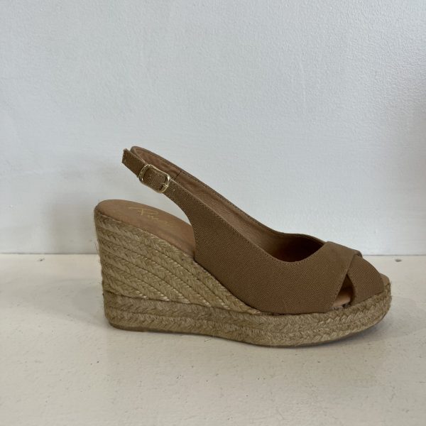 Pinaz 148/7 PD Latte Leather Criss Cross Slingback Wedge Espadrille | Ooh Ooh Shoes women's clothing and shoe boutique located in Naples and Mashpee