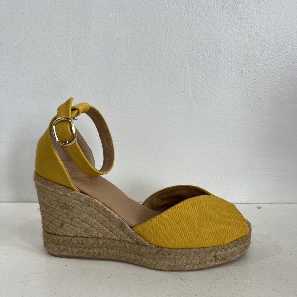 Pinaz 118/7 Yellow Leather Open Toe Wedge Espadrille | Ooh Ooh Shoes women's clothing and shoe boutique located in Naples and Mashpee