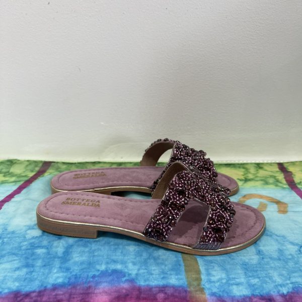 Bottega Smeralda 2WS96D Lilac Slip On with Crystal Accents Sandal | Ooh Ooh Shoes women's clothing and shoe boutique located in Naples and Mashpee