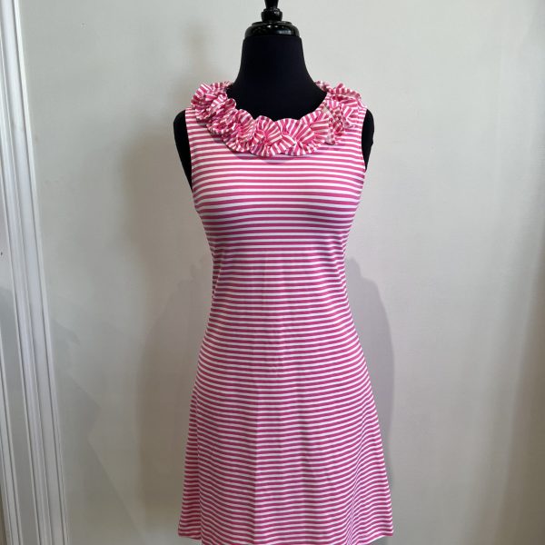 Sailor Sailor 202-361S Pink/White Stripe Sleeveless Cricket Dress | Ooh Ooh Shoes women's clothing and shoe boutique located in Naples