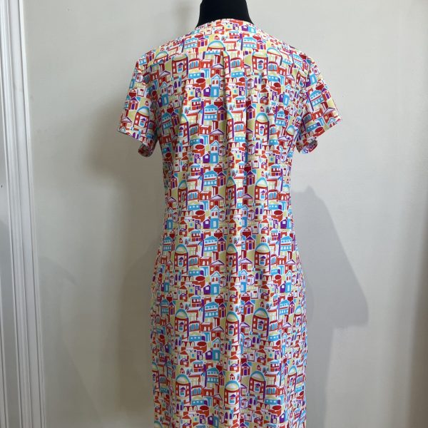 Jude Connally 101121 Santorini Village Multi Ella Short Sleeve T shirt Dress | Ooh Ooh Shoes women's clothing and shoe boutique located in Naples
