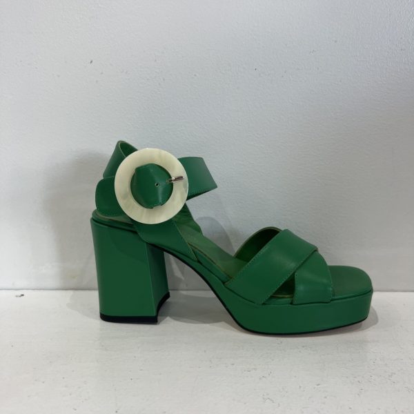 Pedro Anton 57701 V23 Green Leather Block Heel Wedge | Ooh Ooh Shoes women's clothing and shoe boutique located in Naples and Mashpee