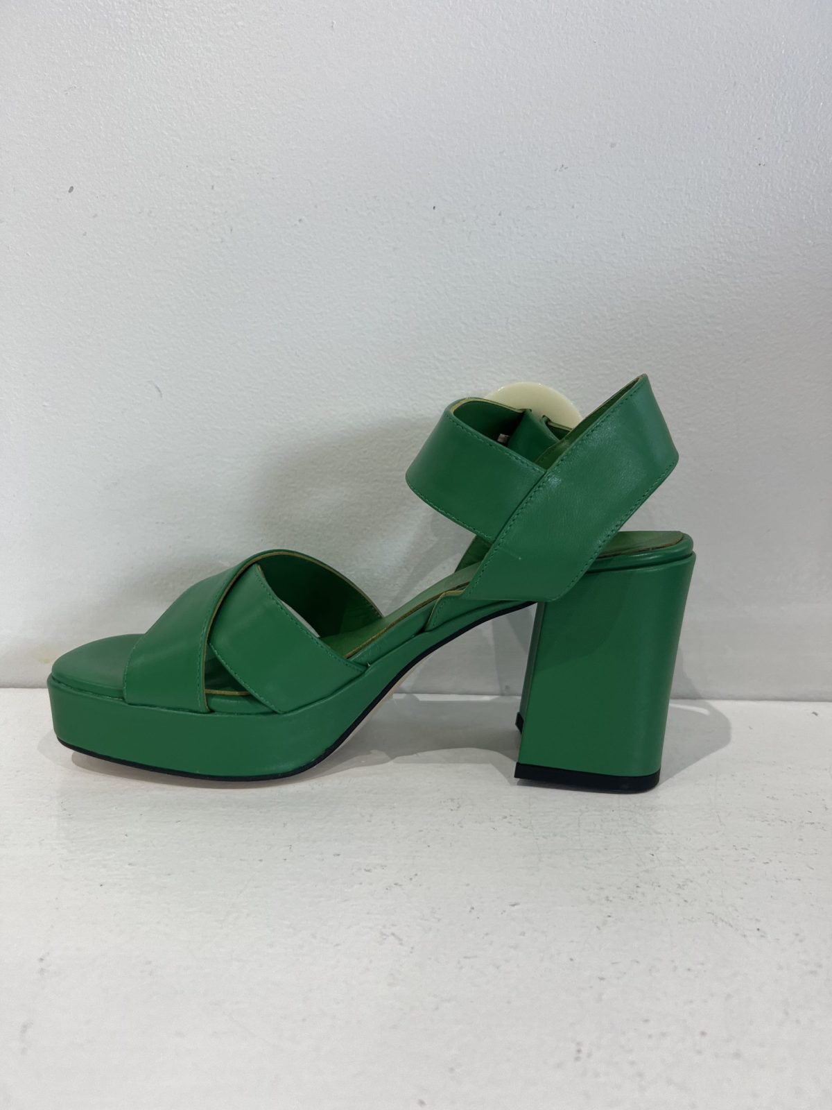 Pedro Anton 57701 V23 Green Leather Block Heel Wedge | Ooh Ooh Shoes women's clothing and shoe boutique located in Naples and Mashpee