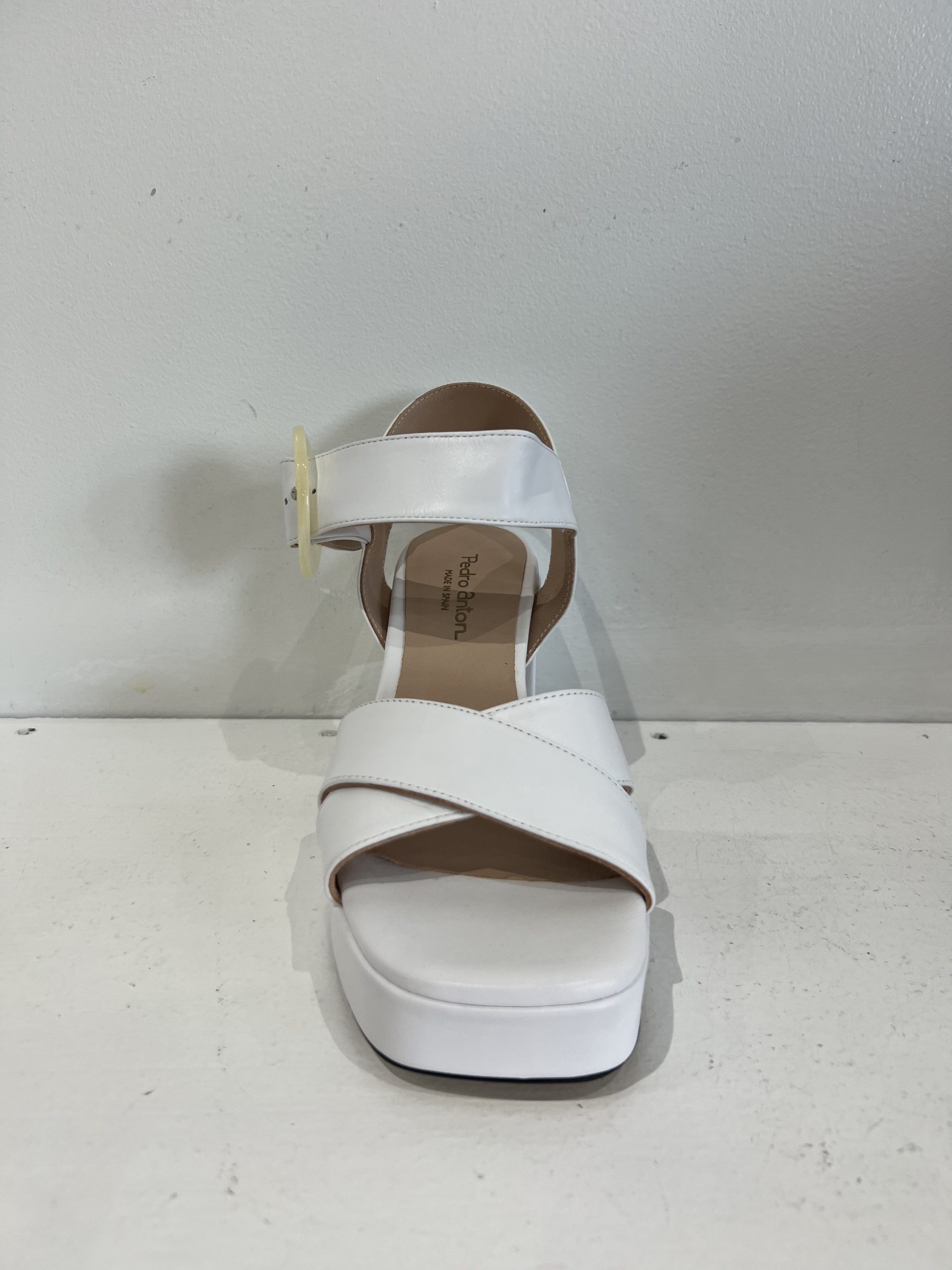 Pedro Anton 57701 V23 White Pedro Anton 57701 V23 White Leather Block Heel Wedge | Ooh Ooh Shoes women's clothing and shoe boutique located in Naples and Mashpee
