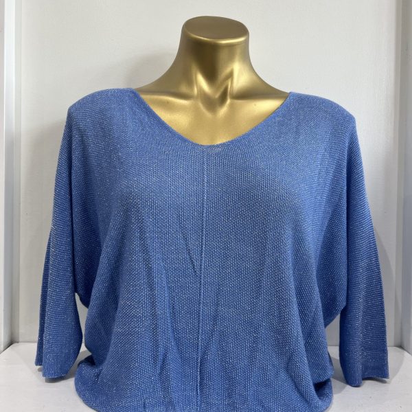 Brand Bazar New Softie Blue One Size V Neckline Soft Top | Ooh Ooh Shoes women's clothing and shoe boutique located in Naples and Mashpee