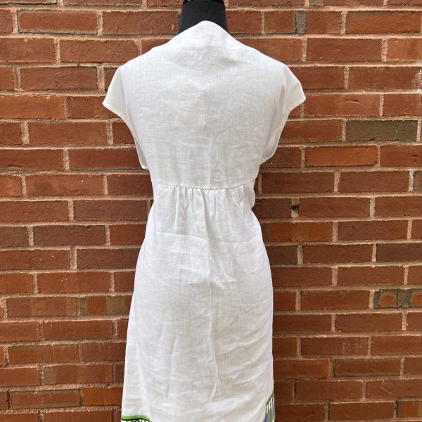 Piero Moretti Tosca 320 White Sleeveless Linen and Silk Accents Dress | Ooh Ooh Shoes women's clothing and shoe boutique located in Naples and Mashpee
