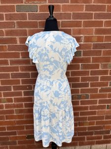 La Mer Luxe 191-A103K Maya Botanical Shape Knit Ruffle Short Sleeve Brooke Dress | Ooh Ooh Shoes women's clothing and shoe boutique located in Naples and Mashpee