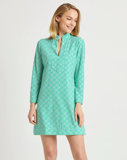 Jude Connally 101168 Mini Links Geo Grass Long Sleeve A Line Jude Cloth Kate Dress | Ooh Ooh Shoes women's clothing and shoe boutique located in Naples and Mashpee