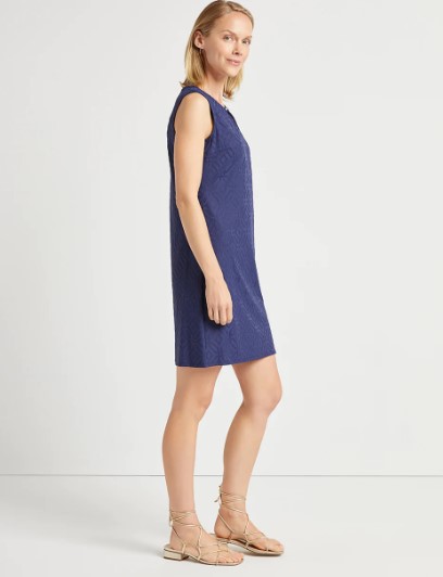 Jude Connally 133076 Grand Links Navy Sleeveless Jacquard Presley Dress | Ooh Ooh Shoes women's clothing and shoe boutique located in Naples and Mashpee