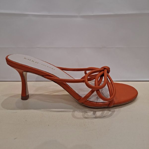 KOKO + Palenki Barely Coral Leather String Bow Slide Heel | Ooh Ooh Shoes women's clothing and shoe boutique located in Naples