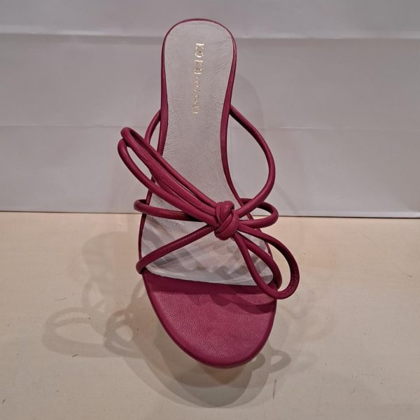 KOKO + Palenki Barely Fuchsia Leather String Bow Slide Heel | Ooh Ooh Shoes women's clothing and shoe boutique located in Naples