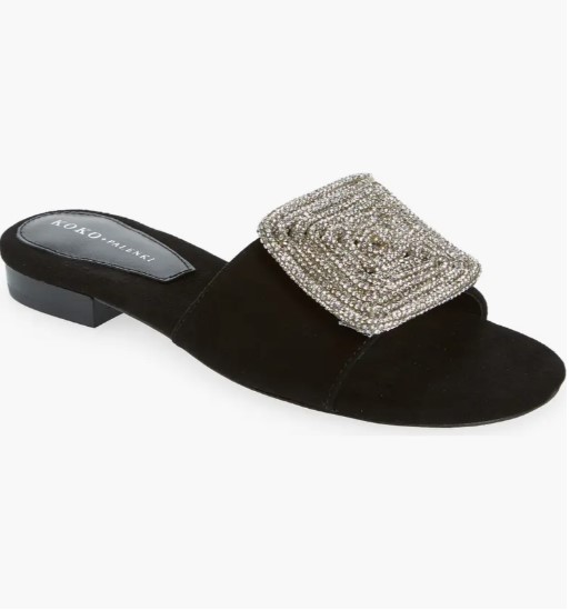 KOKO + Palenki Dina Black Leather Low Heel Slide | Ooh Ooh Shoes women's clothing and shoe boutique located in Naples and Mashpee
