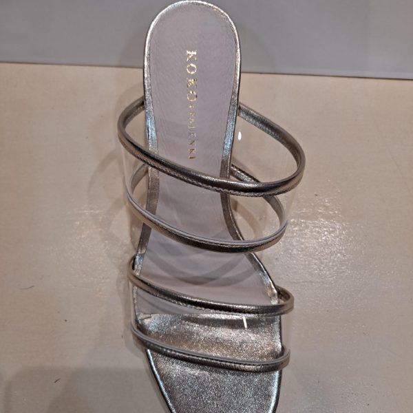 KOKO + Palenki Ghost Gold 2 Band Leather/Clear Block Heel | Ooh Ooh Shoes women's clothing and shoe boutique located in Naples