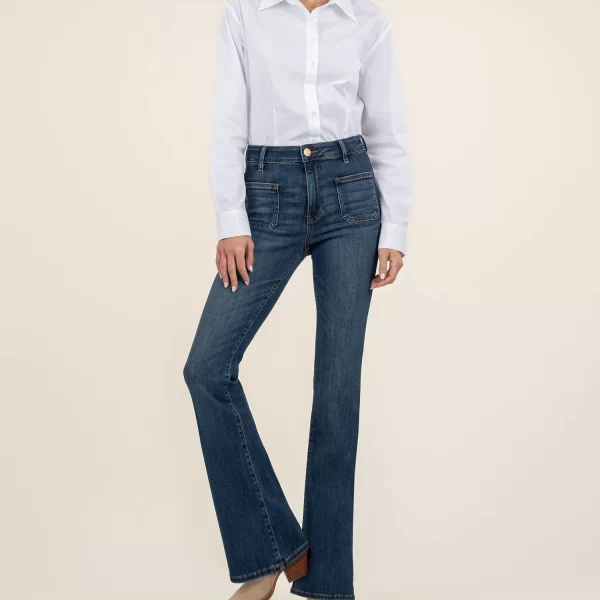 Kut From The Kloth KP1827MA4 Ana Flare Jean With Patch Pockets. | Ooh Ooh Shoes woman's clothing and shoe boutique located in Naples Fla