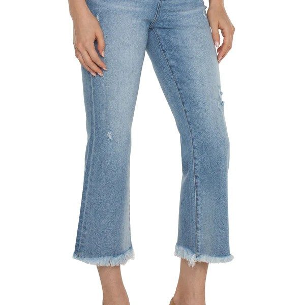 Liverpool LM7259V12 Laramie Hannah Cropped Flare Jeans With Fray Hem | Ooh Ooh Shoes women's clothing and shoe boutique located in Naples