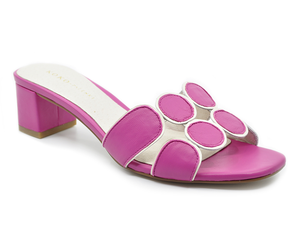 KOKO + Palenki Lively Fuchsia Leather Circle Design Sandal KOKO + Palenki Lively Fuchsia Leather Circle Design Sandal | Ooh Ooh Shoes women's clothing and shoe boutique located in Naples