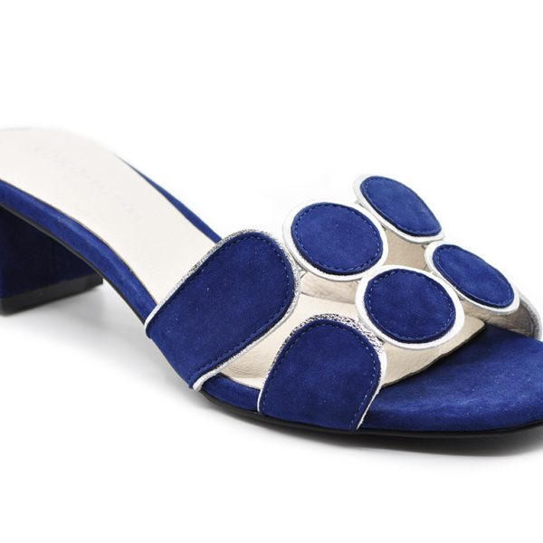 KOKO + Palenki Lively Navy Leather Circle Design Sandal | Ooh Ooh Shoes women's clothing and shoe boutique located in Naples