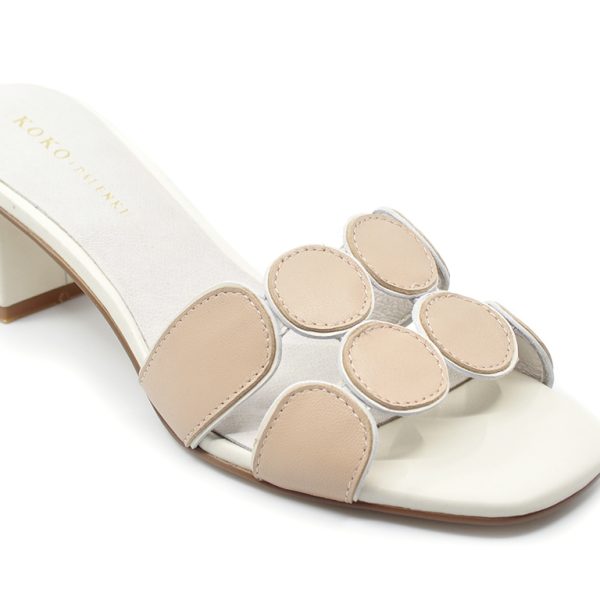 KOKO + Palenki Lively Nude Leather Circle Design Sandal | Ooh Ooh Shoes women's clothing and shoe boutique located in Naples