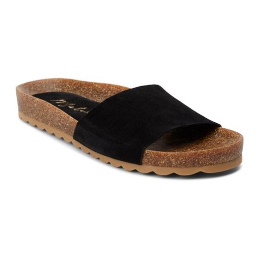 Matisse Paradise Black Suede One Band Molded Footbed Slide | Ooh Ooh Shoes women's clothing and shoe boutique located in Naples and Mashpee