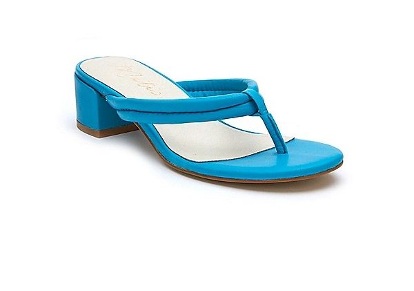 Matisse Exhale Blue Leather Block Heel Thong Slide | Ooh Ooh Shoes women's clothing and shoe boutique located in Naples and Mashpee