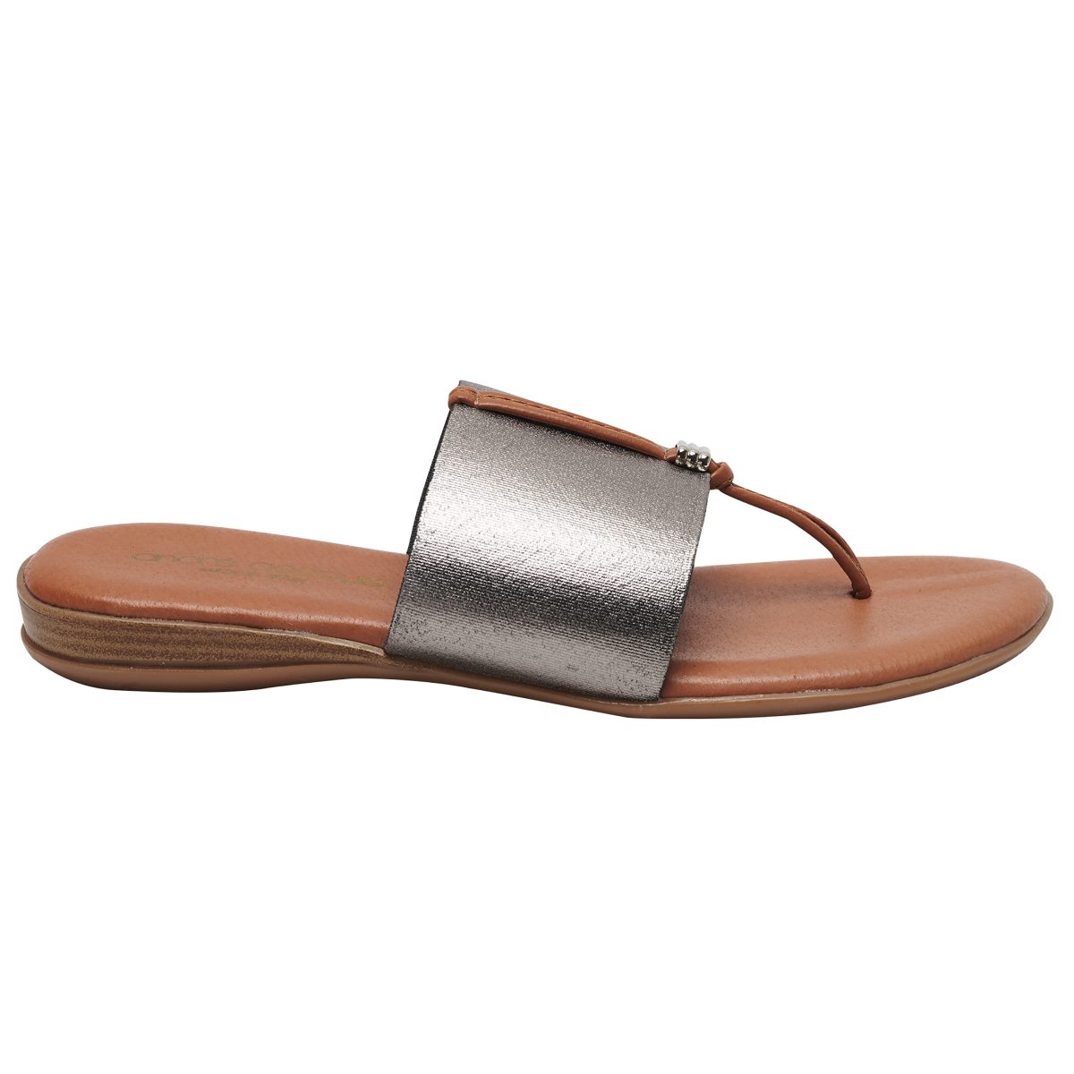 Andre Assous Nice thong style sandal with leather padded footbed and wide elastic band| Ooh! Ooh! Shoes woman's clothing and shoe boutique naples, charleston and mashpee
