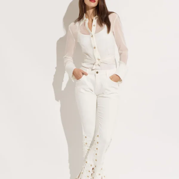 OO LA LA M9555 Daisy Embroidered Jeans | Ooh Ooh Shoes woman's clothing and shoe boutique located in Naples Fl