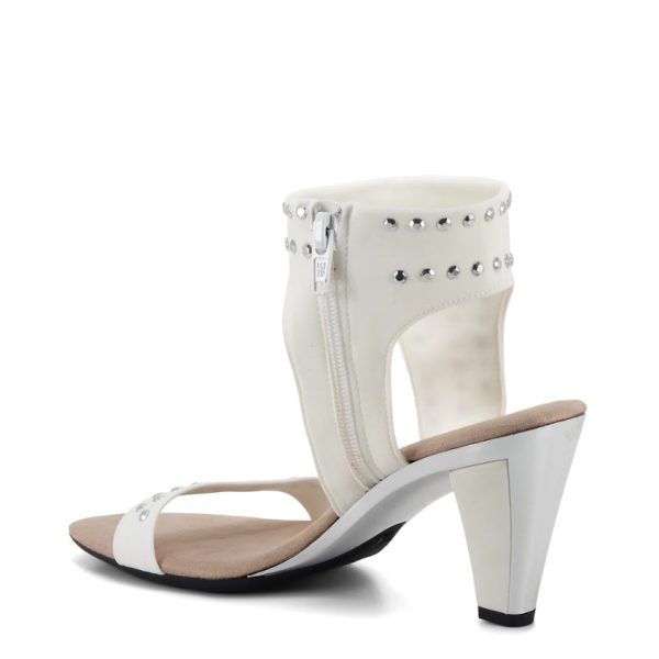 Onex Showgirl Studs White with Metallic Mirror Heel | Ooh Ooh Shoes women's clothing and shoe boutique located in Naples