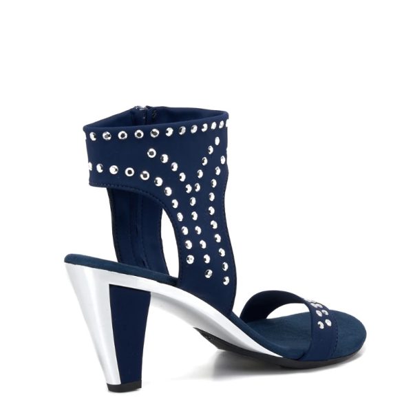 Onex Showgirl Studs Navy with Metallic Mirror Heel | Ooh Ooh Shoes women's clothing and shoe boutique located in Naples