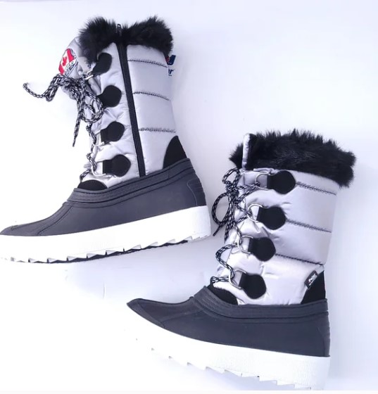 Pajar f20/78692 Olga Black/Silver Lace Up Faux Fur Lining Snow Boot | Ooh Ooh Shoes women's clothing and shoe boutique located in Naples and Mashpee