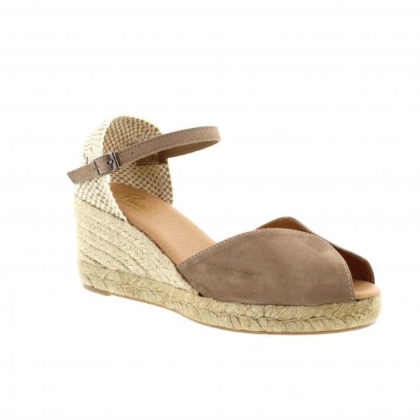 Pinaz 116/5 Latte Leather Open Toe Wedge Espadrille | Ooh Ooh Shoes women's clothing and shoe boutique located in Naples and Mashpee