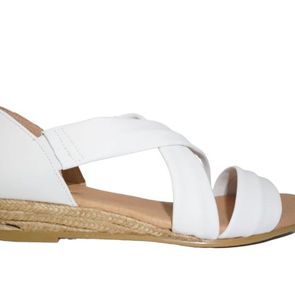 Pinaz 317 AO White Leather Low Espadrille Wedge Sandal | Ooh Ooh Shoes women's clothing and shoe boutique located in Naples and Mashpee