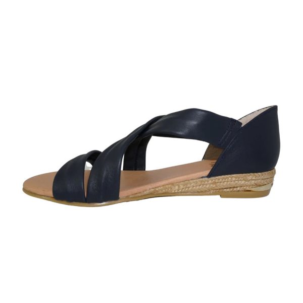 Pinaz 317 AO Navy Low Espadrille Wedge Sandal | Ooh Ooh Shoes women's clothing and shoe boutique located in Naples