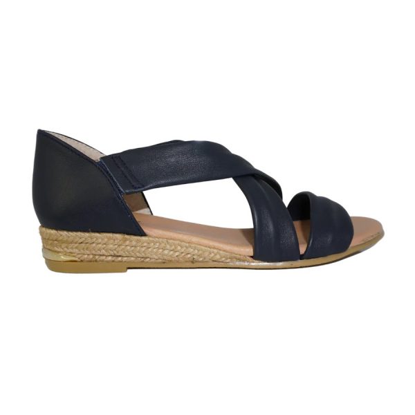 Pinaz 317 AO Navy Low Espadrille Wedge Sandal | Ooh Ooh Shoes women's clothing and shoe boutique located in Naples