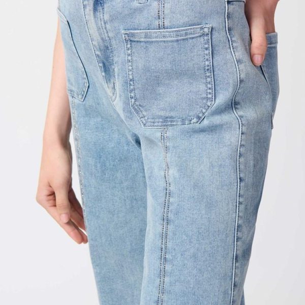Joseph Ribkoff 241903 Light Blue Culotte Jeans With Slits And Embellished Front Seam | Ooh Ooh Shoes women's clothing and shoe boutique located in Naples