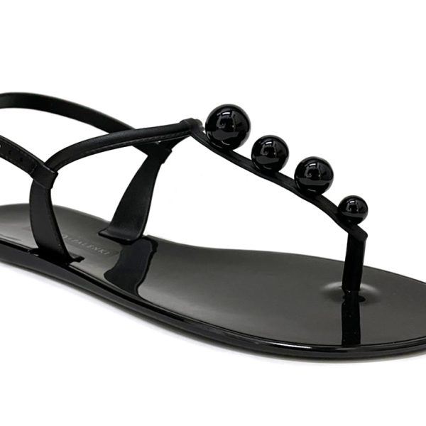 KOKO + Palenki Rhea Black Jelly Thong Flat Sandal | Ooh Ooh Shoes women's clothing and shoe boutique located in Naples
