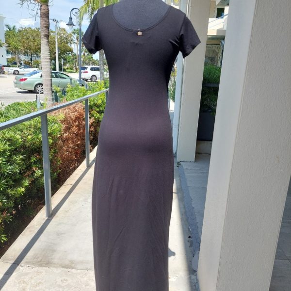 Zen Knits PM1341 Black Short Sleeve Maxi Dress Ooh Ooh Shoes women's clothing and shoe boutique located in Naples and Mashpee