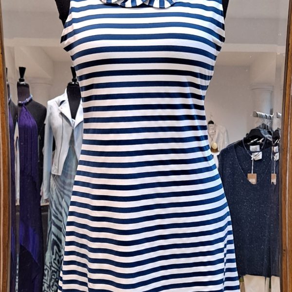 Sailor Sailor 202-361S Navy/White Stripe Sleeveless Cricket Dress | Ooh Ooh Shoes women's clothing and shoe boutique located in Naples