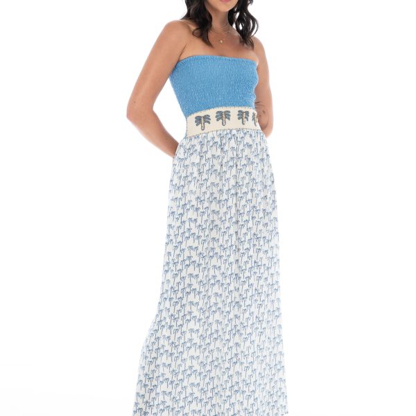 Skemo PL-MXDR-45 Palmerita Maxi Blue Dress | Ooh Ooh Shoes women's clothing and shoe boutique located in Naples