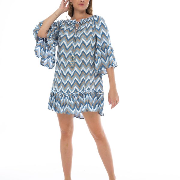 Skemo ZZ-TUDR-45 Zigzag Tulum Blue Dress | Ooh Ooh Shoes women's clothing and shoe boutique located in Naples