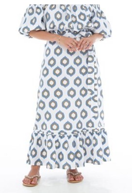 Mare Sole Amore Linen Layla Ikat Print Long Skirt | Ooh Ooh Shoes women's clothing and shoe boutique located in Naples