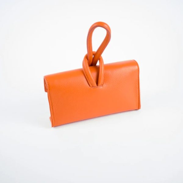 Solo Perche Esti Orange Leather Clutch/Crossbody Bag | Ooh Ooh Shoes women's clothing and shoe boutique located in Naples and Mashpee