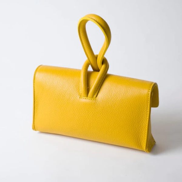 Solo Perche Esti Yellow Leather Clutch/Crossbody Bag | Ooh Ooh Shoes women's clothing and shoe boutique located in Naples and Mashpee