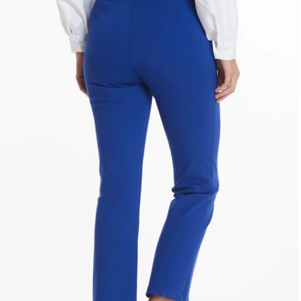 Tyler Boe 61003V Electric Blue Maggie Crop Front Slit Ponte Pants | Ooh Ooh Shoes women's clothing and shoe boutique located in Naples and Mashpee