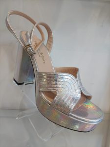 Pedro Anton 55710 V23 Silver High Block Heel Wedge | Ooh Ooh Shoes women's clothing and shoe boutique located in Naples and Mashpee