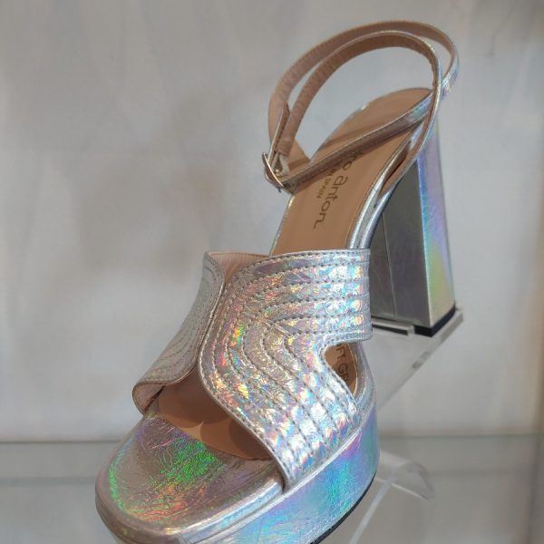 Pedro Anton 55710 V23 Silver High Block Heel Wedge | Ooh Ooh Shoes women's clothing and shoe boutique located in Naples and Mashpee