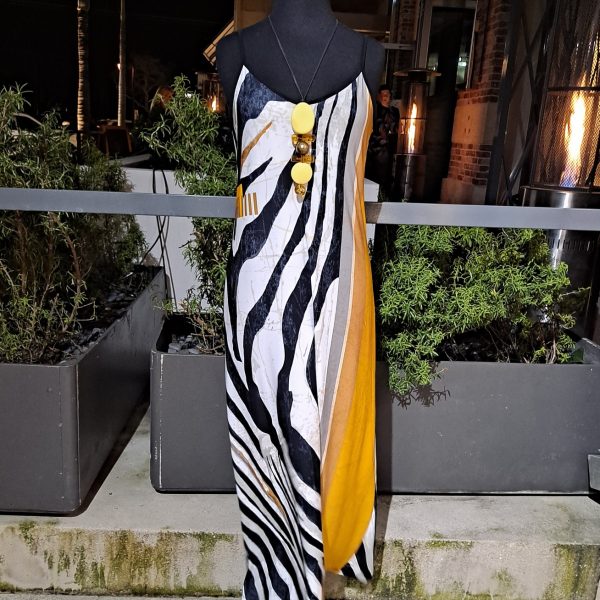 Volt Design WS444-RMB Exo Zebra Print Slender Strap Maxi Dress | Ooh Ooh Shoes women's clothing and shoe boutique located in Naples