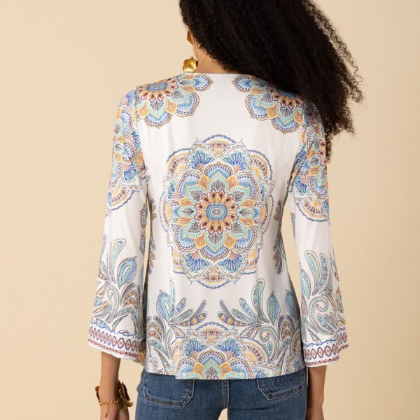 Hale Bob 52DP212B Long Sleeve Kimber Beaded Top Ivory Color | Ooh Ooh Shoes Woman's Clothing and Shoe Boutique located in Naples Florida
