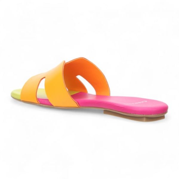 Carrano Nayeli Tangerine Multi Leather Flat Slide Sandal | Ooh Ooh Shoes women's clothing and shoe boutique located in Naples