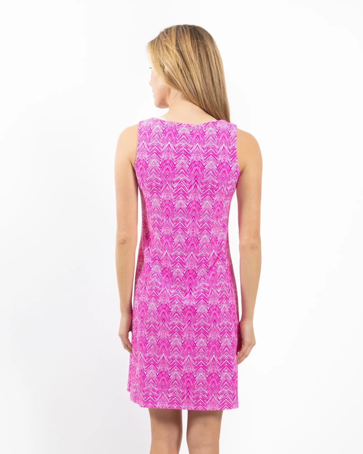 Jude Connally 101110 Herringbone Hot Pink Sleeveless Sheath Dress | Ooh Ooh Shoes woman's clothing and shoe boutique located in Naples, Charleston and Mashpee