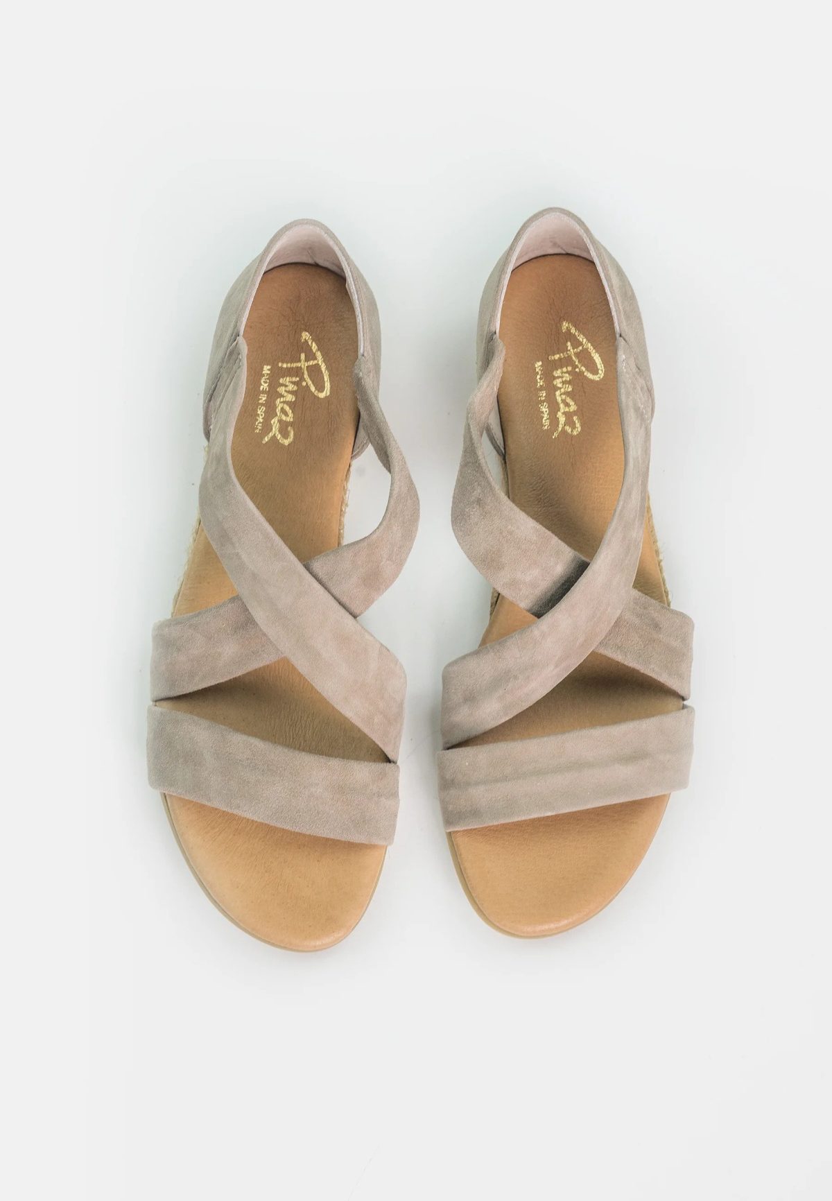 Pinaz 317 AO Taupe Low Espadrille Wedge Sandal | Ooh Ooh Shoes women's clothing and shoe boutique located in Naples and Mashpee